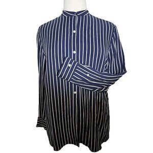 Lauren Ralph Lauren Long Sleeve Striped Oversized Silk Shirt